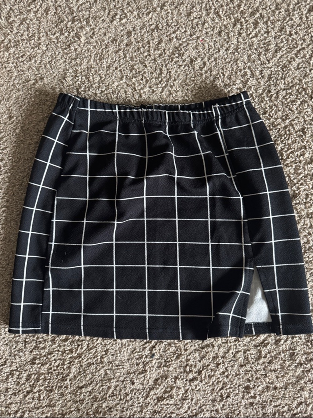 SHEIN Black Windowpane Pencil Mini Skirt